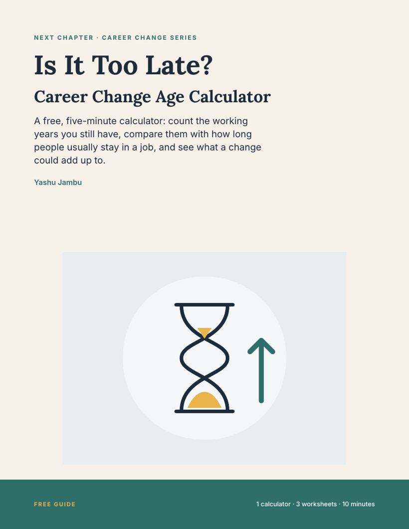 A page from the Is It Too Late career change calculator